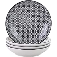 vancasso 4 Piezas Platos Hondos Estilo Japonés Pintado a Mano Gris Spot – Plato de Sopa- de Porcelana Vajilla Plato para…